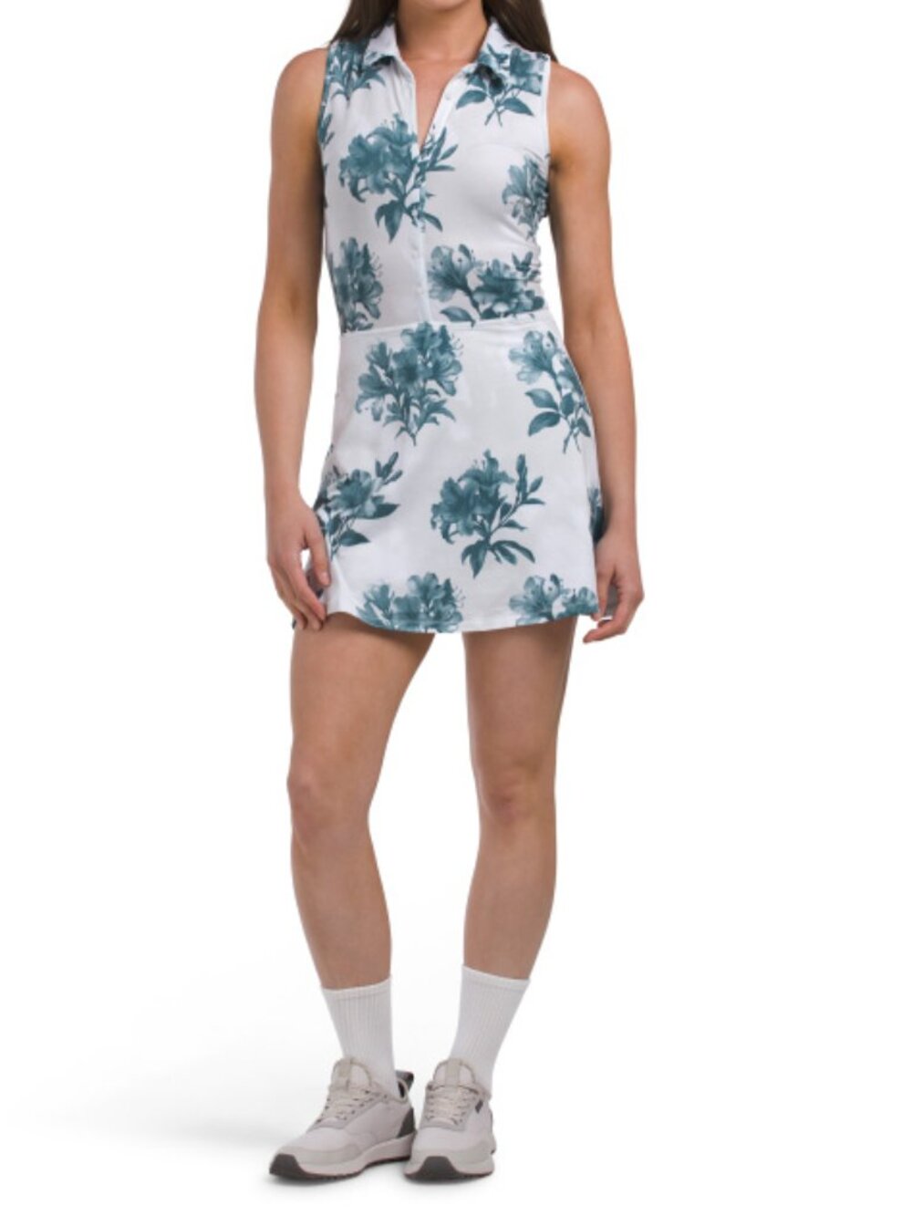 TRAVISMATHEW Cream/Green Tie Breaker Mini Dress